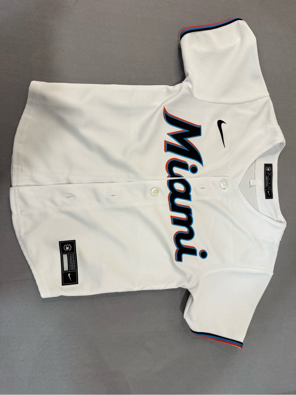 Nike Miami Marlins Officially Licensed MLB Baseball Jersey White Size 5/6 boys